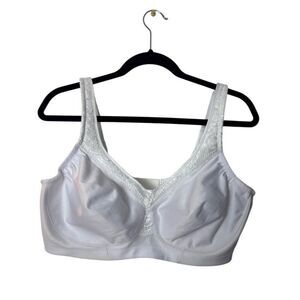 Glamorise Womens Full-Figure White Lace Support Bra 42D Adjustable Straps